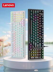 Lenovo Lenovo GK10 Wired Mechanical Keyboard, 98-Key Layout, Cool Lighting Effect, Plug And Play, Ergonomic Design, Full-Key Hot Plug, Suitable For Daily Office Or Playing Games, Compatible With Notebooks And Computer Equipment.