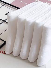 5 Pairs Children's Pure Cotton Solid White Sports Crew Socks, Suitable For Boys And Girls - White - View 7