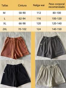 Verano de las mujeres de cintura alta Slim Loose Casual Peplum Pantalones de pierna ancha Inicio Shorts Conjunto de dos piezas,Poliéster Casual Shorts Conjunto de dos piezas,Waffle Sport Shorts,Pantalones cortos casuales de las mujeres - Blanco y bronce - Ver 4