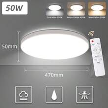 Remote Control Ceiling Light, Dimmable Smart Ceiling Lamp, Indoor Lighting, Large Ceiling Light, 30W/40W/50W LED Ceiling Light, 220V Remote Control Lamp, Suitable For Bedroom/Living Room/Kitchen/Hallway/Study/Balcony/Closet/Corridor/Entrance/Room/Stairs/Villa/Apartment, Choose The Appropriate Size Based On Usage Needs - Ceiling Light Three Colors Switchable - View 18