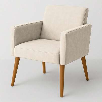 MOBLAN DECOR Poltrona Estofada Pés de Madeira Tecido Suede Macia Decorativa para Recepção