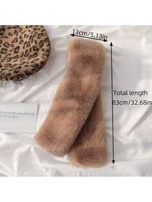 女士加厚抓绒围巾，冬季保暖，纯色抓绒围脖，可爱毛绒围巾，适合女孩、学生和成人，不掉毛，交叉式保暖围巾，颈部和领口保暖围巾