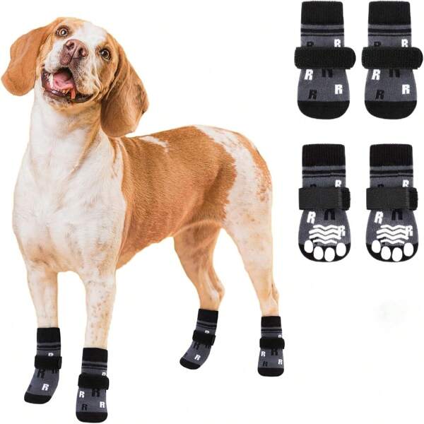 Protezioni per le zampe dei cani, calzini antiscivolo per cani, prevengono il leccare delle zampe, stivali e protezioni per le zampe con cinturini regolabili, adatti per superfici fredde e calde, calzini per cani per pavimenti in legno duro, adatti per cani piccoli, medi e grandi