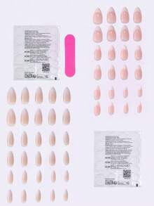 54 件长杏仁形和短杏仁形按压式指甲，渐变白色全覆盖按压式指甲，极简主义日常通勤美甲适合时尚女孩/女性，包括 1 件果冻凝胶和 1 件指甲锉指甲用品指甲 - 彩色 - 查看 3