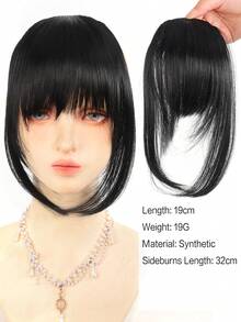 合成刘海自然额头假发棕黑色刘海夹式假发女连体真人卡通刘海隐形假发 - 彩色 - 查看 5