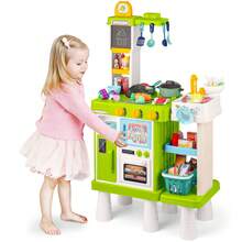 Kids Play Kitchen Set Pretend Cooking Toy With Accessories  Educational Kitchen Playset - Green - View 3