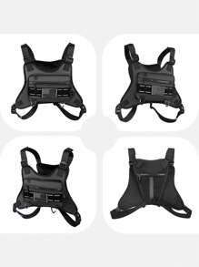 Men's Tactical Vest Bag Functional Casual Personalized Outdoor Bag Ins Vest Bag Men's Chest Bag Workwear Sports Backpack Practical PU Leather Chest Bag Running Vest Tools