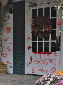4pcs/Set Halloween New Bloody Handprint & Footprint Toilet Stickers, Living Room Bedroom Bathroom Wall Decals, Self-Adhesive Stickers, Halloween Decorations