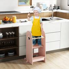 Multi-Purpose Kids Kitchen Tower Children Standing Tower Kids Stool Helper - 粉色 - 查看 4