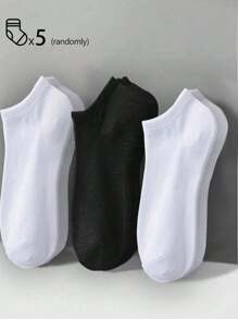 5 Pairs Women's Cotton Socks, Invisible Socks, Short Socks, White Socks, Gray Socks, Black Socks, Ladies Socks, Cute Socks, Girls Socks, Suitable For Autumn, Winter, Spring, Summer, Mesh Breathable Details, Moisture-Wicking, Soft And Smooth, Suitable For Various Occasions Like Festivals, Sports, Casual, Business, Can Be Worn Year-Round, Random Color Combination