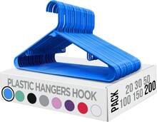 Plastic Hangers 200 Pack - Clothes Hanger With Hooks - Durable & Space Saving (Blue),9482689 - 藏蓝色 - 查看 9