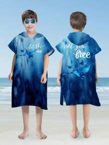 1 Peça Roupão de Banho Infantil, Roupão de Praia Infantil para Bebês e Crianças Pequenas, Toalha de Banho com Capuz de Microfibra Usável, Tartarugas, Flamingos, Unicórnios, Degradês, Rosquinhas, Listras, Tema de Palma, Casamento de Verão, Decoração de Casa de Banho, Volta às Aulas