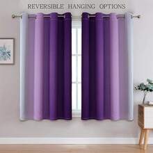 G2000 Blackout Curtains & Drapes For Bedroom Living Room 84 Inches Long Purple And Greyish White Room Darkening Window Treatments Ombre Thermal Insulated Light Blocking Grommet Backdrop 2 Panels Set-FUNALING - 紫色 - 查看 2