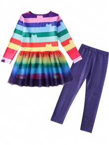 2件套 女孩生日派对、万圣节嘉年华服装连衣裙+裤子 - 彩色 - 查看 6