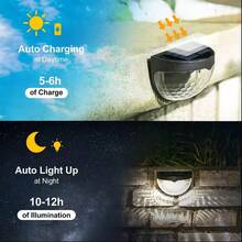 2/6 件太阳能栅栏灯、太阳能甲板灯、太阳能壁灯、太阳能壁挂灯、6 个 LED 户外栅栏甲板花园车库露台楼梯完美装饰照明、智能传感器 - 光传感器、圣诞礼物