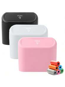 1 件防漏迷你车载垃圾桶带盖，含 30 个垃圾袋，方便卫生的汽车配件，车门悬挂式女士储物收纳盒，旅行必备品，返校宿舍储物秋季装饰