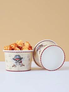 10/25pcs Skull & Pirate Themed Paper Bowls, Fries Boxes, Popcorn Boxes, Perfect Decorations For Birthday Party, Movie Night, Suitable For Lunch Box, Bakery, Burger Restaurant - Multicolor - View 6