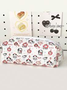 1Pc Floral Print Pencil Case, Back-To-School Stationery Organizer, Double-Sided Printed Pouch, Portable Multi-Functional Office & School Pencil Holder, Pencil Pouch, School Bag School Supplies, Back To School