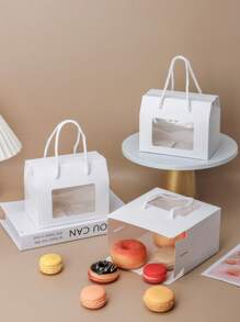 4 件/8 件白色手持窗盒，适用于饼干、夹心饼干、苏打饼干、马卡龙、糖果、迷你蛋糕和零食，适合生日、派对、婚礼礼品包装