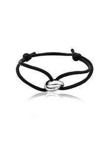 1 pieza Brazalete ajustable unisex hecho a mano de acero inoxidable delgado y hueco con 3 anillos chapados en plata, regalo para parejas - Plateado - Ver 4