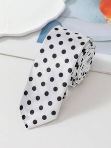 1 件女士休闲时尚黑白波点衬衫（配领带） - 女士手打款領帶 - 查看 11