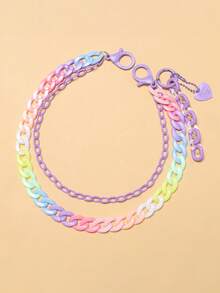 1件新款彩色亚克力五角星吊坠，彩色铃铛，彩色棒棒糖，彩色爱心风格迪斯科酷女孩马卡龙色裤链 - 嘻哈腰链吊坠 - 彩色 - 查看 11