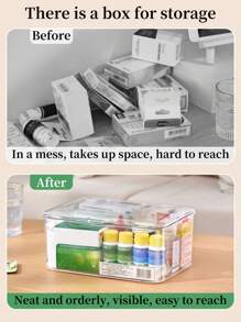 1pc Acrylic Flip-Top Storage Box, Medicine Organizer Case, Large Capacity Desk Organizer For Jewelry, Accessories, Stationery, And Cosmetics, Multi-Functional Transparent Container | Back To School Supplies