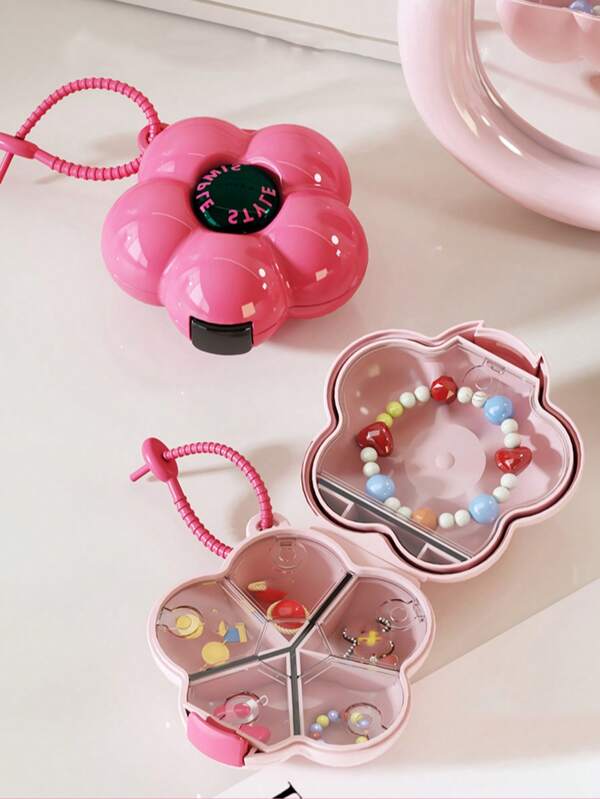 Caja de almacenamiento portátil de "píldoras felices" - Patrón floral colorido, organizador de viaje multipropósito con cordón para accesorios pequeños, tapa divisora transparente, divisores extraíbles - Excelente para el hogar, viajes, vacaciones y regalos de cumpleaños, organizador de accesorios | Estilo art decó | Caja de pastillas de viaje duradera, organizador de pastillas, excelente para regalos - Caja de pastillas de viaje, organizador de pastillas, caja de pastillas para el bolso