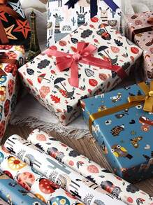 1set 6 Sheets Gift Wrapping Paper With Accessories,Holiday Gift Wrapping Paper,Birthday Gift Box Gift Wrapping DIY, Gift Wrapping Paper For Birthday, Holiday, Wedding, Party,Gift Wrapping