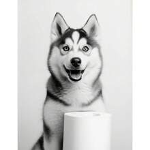 1 peça preto e branco fofo animal e papel higiênico pôster leão coruja gato cachorro pintura em tela arte de parede banheiro sala de estar decoração de casa presentes aniversário formatura