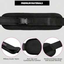 Weighted Hip Thrust Belt, Adjustable Fitness Waist Support For Glute Bridges, Dumbbell Compatible - Black - View 1