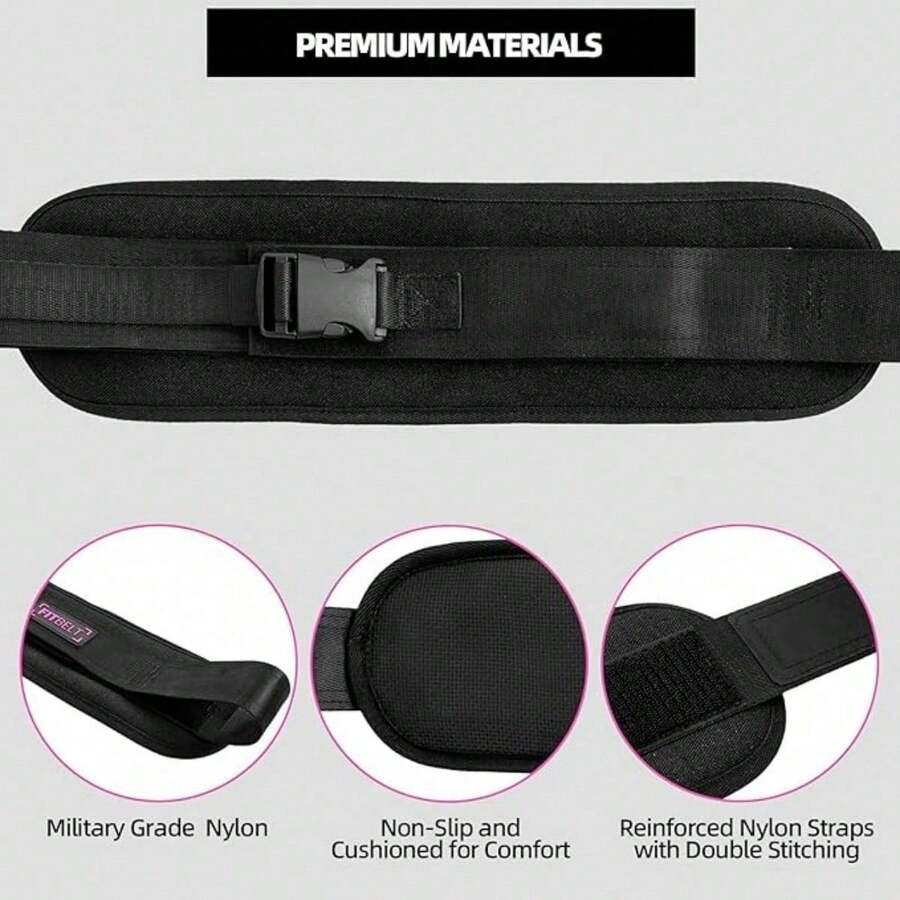 Weighted Hip Thrust Belt, Adjustable Fitness Waist Support For Glute Bridges, Dumbbell Compatible - Black - View 1