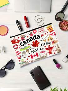 Borsa cosmetica a tema canadese, un must-have per un viaggio in Canada, una borsa da viaggio compatta, un regalo a tema canadese, un organizer portatile per articoli da toeletta, un must-have per viaggi, vacanze, attività lavorative, fitness e all'aperto, una borsa pieghevole leggera con cerniera e grande capacità, borsa da viaggio per articoli essenziali, per la scuola, le vacanze, il ritorno a scuola, cosmetici, borsa da viaggio per donne