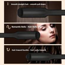 Dual-Plate Electric Hair Straightener With Negative Ions - Gentle On Curly Hair, Wide Ironing Surface For Smooth Styling, Black & Pink Design, Ideal For Home Or Salon Use
