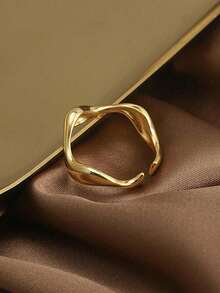 1pc 18K Gold Plated Minimalist Open Ring For Women