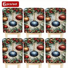 1 Stück/4 Stücke/6 Stücke/10 Stücke Weihnachtsserie, Tannenzweig & Glocken Muster bedruckter Kurzflor Stuhlbezug, abnehmbarer Kurzflor Stuhlüberzug, Rückenschutz für Stühle, Esszimmerstuhl Dekorationsbezug, geeignet für alle Jahreszeiten, Feiertags-Atmosphäre Stuhlbezug, für Esszimmer, Wohnzimmer, Stuhlschutz für Zuhause, mit Rückenschutz, geeignet für Restaurant, Büro, Wohnzimmer, Hotel und Heimdekoration