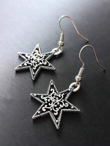 一对复古五角星耳环，圣诞节