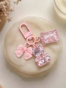 Mặt dây chuyền hình gấu hồng, bướm và kẹo, phụ kiện điện thoại trang trí nơ - Móc khóa hình gấu kẹo, có thể treo trên túi xách, chìa khóa - Món quà tuyệt vời cho bạn bè và bạn học, kích thước nhỏ nhắn, phong cách tối giản, hoàn hảo cho đám cưới, ngày lễ, túi xách nữ, móc khóa, tựu trường, Ngày Nhà giáo - Nhiều màu - Xem 4