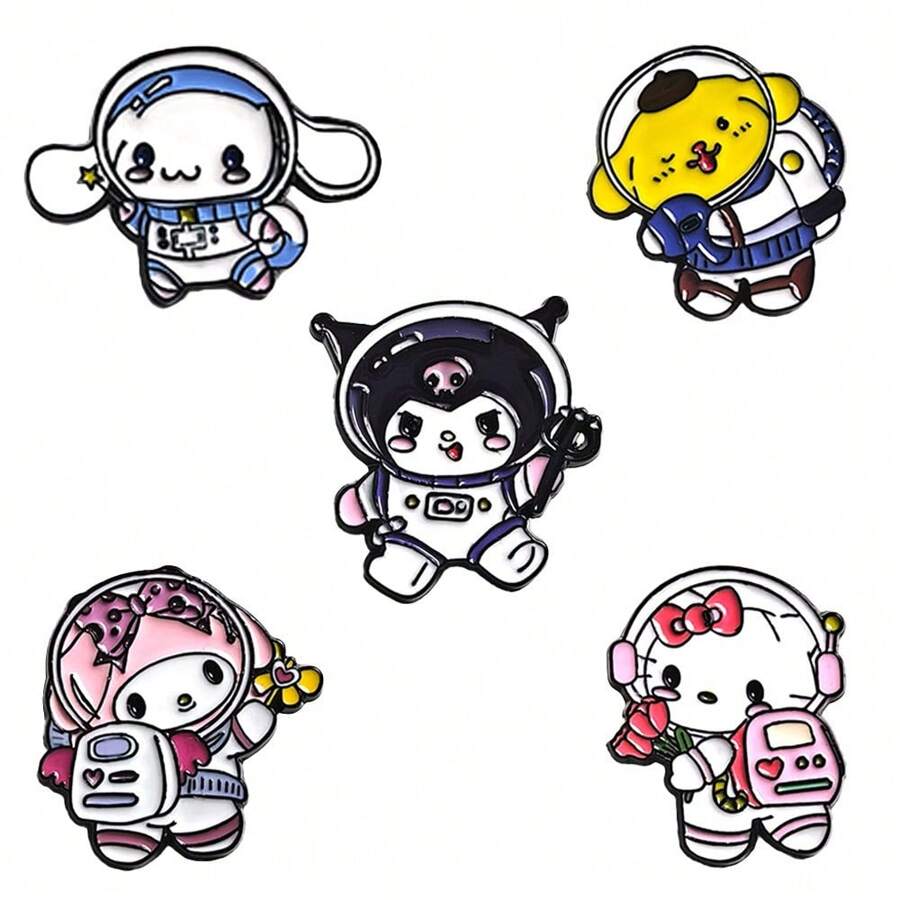 Sanrio Sanrio 1 szt./5 szt. Hello Kitty Kuromi Anime Cartoon Urocza i oryginalna broszka metalowa naszywka, dodatek do odzieży, plecaka, nadaje się do noszenia na co dzień i jako prezent dla przyjaciół. Akcesoria biurowe, koszule, kurtki, biżuteria, Boże Narodzenie, Halloween.