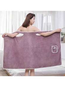 1pc Thickened Coral Fleece Bathrobe, Suitable For Bathing, Home Use, Adult Women, Absorbent Bath Towel