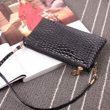 1pc Women's Small Shoulder Bag, Crocodile Embossed Crossbody Bag, Phone & Coin Purse