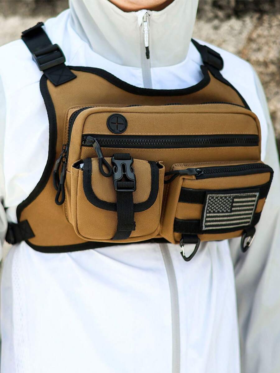 男士户外战术背心包，功能休闲个性化斜挎包，ins风胸包，运动胸包，男士圣诞礼物