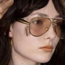 〖Summer Turn Up〗1 PCS Large Frame Double Beam Metal Fashion Glasses Toad Glasses Advanced Retro Personality Versatile Daily Wear Street Photography Vacation Travel Beach Accessories Gold Color