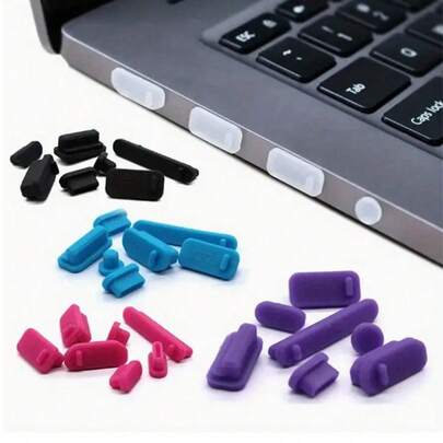 16 PIEZAS/Set Protector contra el polvo para laptop, puerto USB y conector de auriculares, protector universal contra el polvo USB que se ajusta a la interfaz de computadora universal, de apariencia hermosa y combinación de colores, fácil de sacar y tomar - Compatible con MacBook, teléfono inteligente y tableta - Cubierta de protección profesional