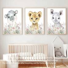 1 Canvas Hanging Picture, Easy To Hang, Bohemian Nursery Wall Art Print, Nursery Decor, Bohemian Kids Room, Boys Room Art, Kids Room Wall Art, Baby Animal Prints, Pastoral Decor.