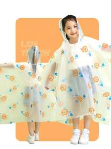 1 Mantella impermeabile di moda per bambini, speciale per ragazzi e ragazze per andare a scuola o passeggiare - Mantella impermeabile imbottita monoblocco per studenti della scuola primaria, portatile per i viaggi, adatta per bambini dai 3 ai 14 anni per andare a scuola, passeggiare, campeggiare e uscire all'aperto