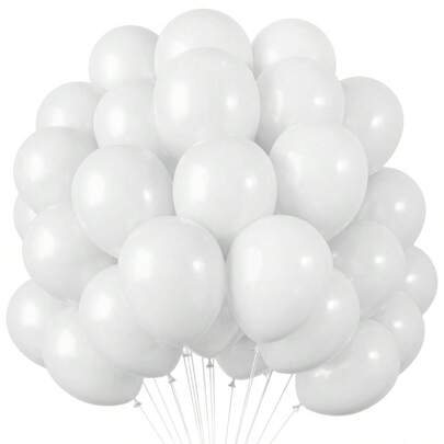 50pcs 12/10/5 Inch White Matte Latex Balloons, Suitable For Birthday, Baby Shower, Anniversary, Wedding Party Decorations, Gender Reveal Party, Bachelorette Party, Graduation, Independence Day, Bridal Shower, Christmas, Halloween, Valentine's Day, Mother's Day, Festival Party Carnival Decorations