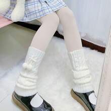 Kawaii Leg Warmers For Women, Japanese Lolita Y2K Socks, Harajuku Knit Stockings Accessory - 毛球2 - 查看 8