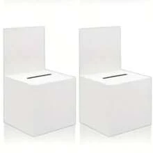 3 Packs White Glossy Cardboard Ballot Box With Slot - 6x6x6 Inch DIY Theme Suggestion Box With Detachable Header For Fundraising, Voting Contests, Party Events, Carnival Admission Ballot Boxes - Multicolor - View 11