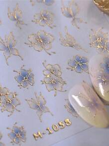 Blumen Nagel Sticker, Nagel Aufkleber 5D selbstklebend weiß rosa gold Blumen Muster Sommer Nagel Aufkleber Design Maniküre Accessoires für Frauen Mädchen